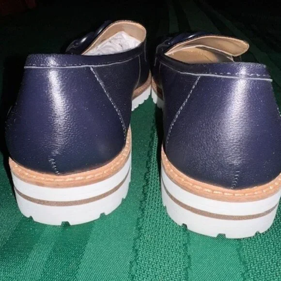 Talbots NEW Indigo Blue chain loafers, Size 8 - Picture 3 of 6